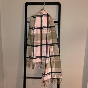 100% Cashmere Scarf, Pink + Tan